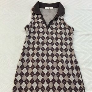 Argyle Mini Dress with Collar